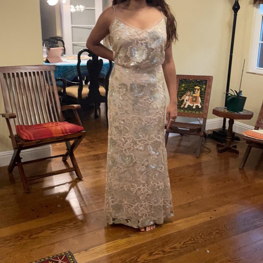 adrianna papell x anthropologie gown